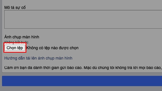 Nhấn Chọn tệp tại Ảnh chụp màn hình > Tải ảnh chụp CMND hoặc CCCD của bạn > Chọn Mở